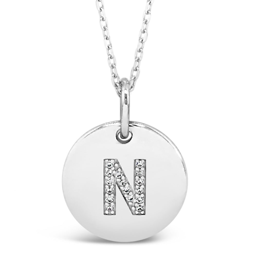 Sterling Silver Initial N Necklace - Eva Victoria personalised pendant. Beautiful keepsake jewellery gift in Ireland.